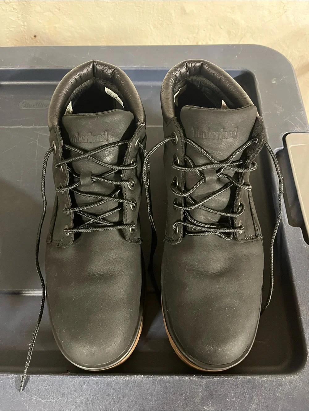 Timberland Black Work-Style Leather Lace-Up Boots